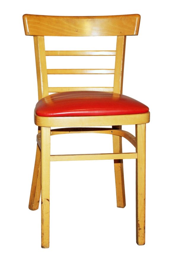 Seating - Vintage Red Vinyl Maple Bentwood Restaurant Armless Chair