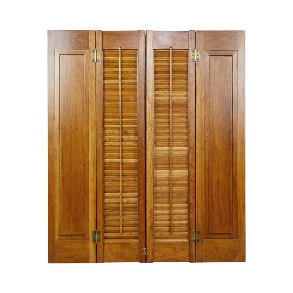 Shutters - Pair of Interior Wood Window Shutters 40.625 x 34.13