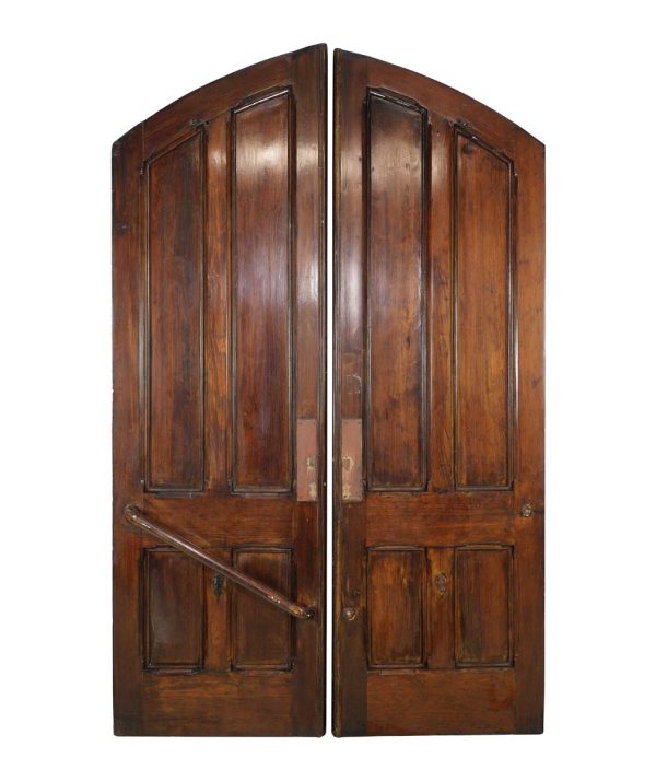 Arched Doors - Antique 4 Pane Wood Arched Church Double Doors