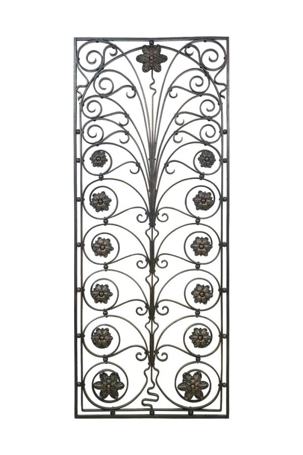 Balconies & Window Guards - Antique 48 in. Swirls Foliate Wrought Iron Window Guard