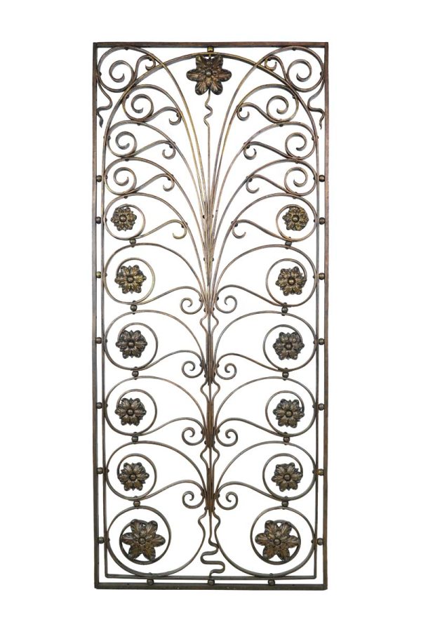 Balconies & Window Guards - Antique 49 in. Swirls Foliate Wrought Iron Window Guard