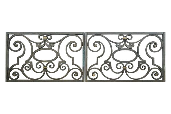 Balconies & Window Guards - Pair of Reclaimed Swirl Design Cast Bronze Window Guards