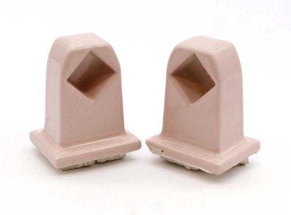 Bathroom - Pair of Vintage Pink Ceramic Square Bar Flush Mount Towel Bar Brackets