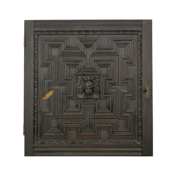 Cabinet Doors - Reclaimed Carved Angel Relief Oak Cabinet Door 25.875 x 24.25