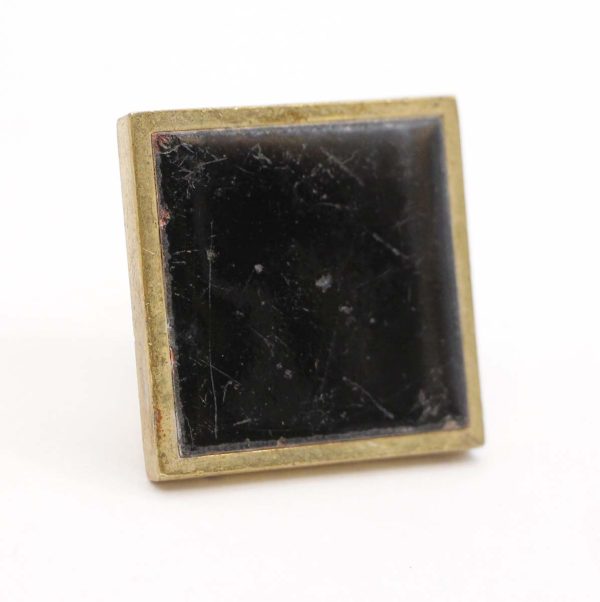 Cabinet & Furniture Knobs - Vintage Square Brass Trim Black Enameled Drawer Cabinet Knob