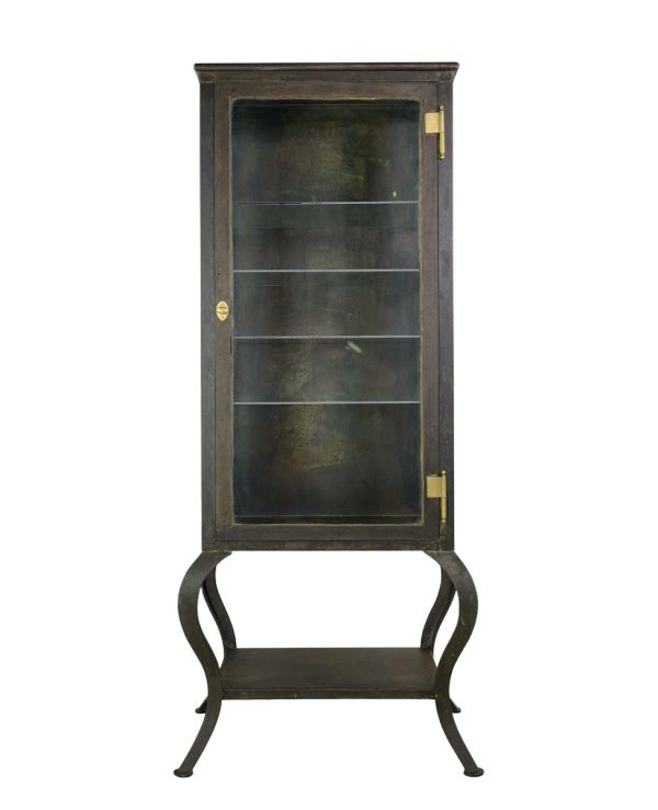 Cabinets - Restored Antique Steel Glass Shelves Medical Cabinet