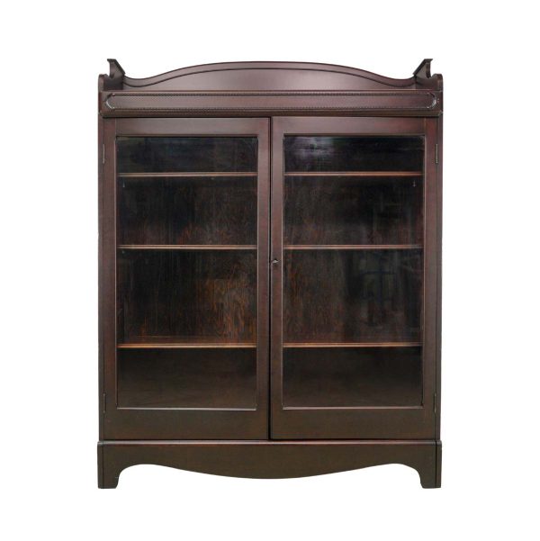 Cabinets - Vintage Traditional Wood 2 Glass Front Doors Curio Cabinet Bookcase