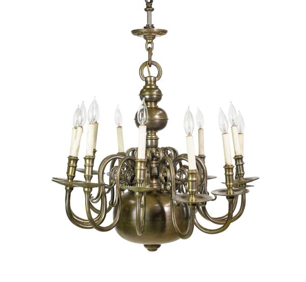 Chandeliers - Antique Colonial 12 Arm Bronze Chandelier