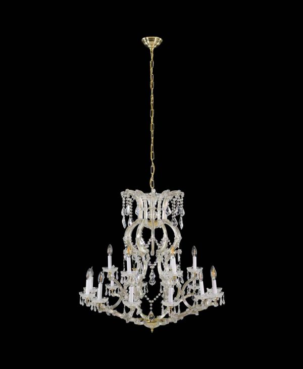 Chandeliers - Elegant 6 Arm 18 Lights Marie Therese Crystal & Brass Chandelier