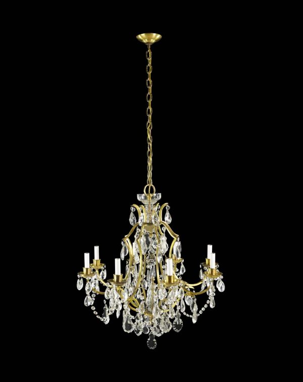 Chandeliers - Waldorf Astoria Traditional 8 Arm Glass & Brass Chandelier