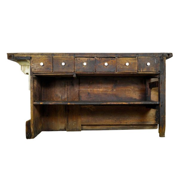 Commercial Furniture - Antique Pine 6 Drawers Storage Store Counter