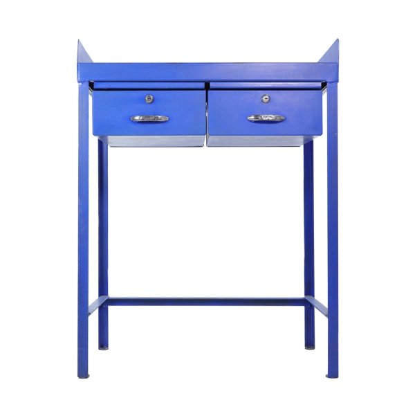 Commercial Furniture - Reclaimed NYC Subway Teller Blue Steel Work Desk