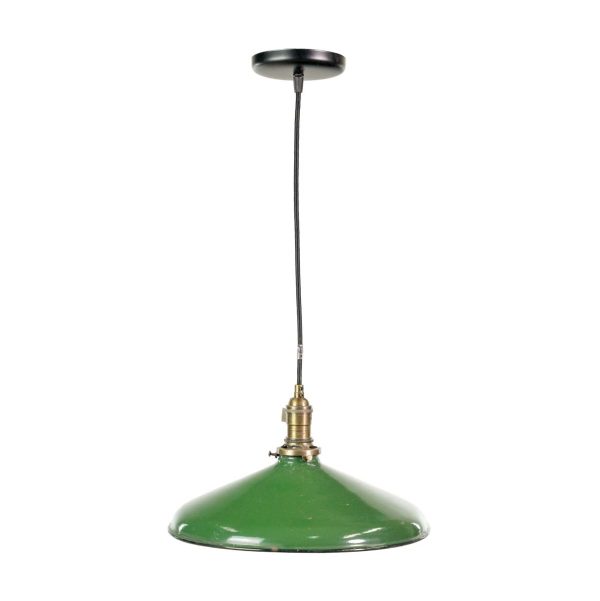 Down Lights - Industrial 14 in. Enameled Steel Green Shade Black Cord Pendant Light