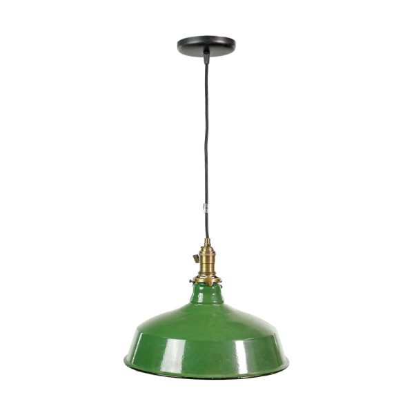 Down Lights - Industrial 14 in. Green Enameled Steel Shade Black Cord Pendant Light