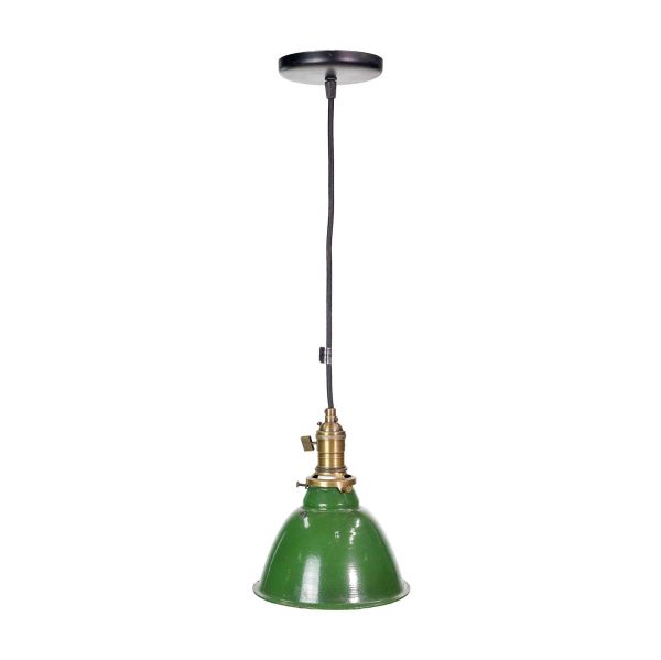 Down Lights - Industrial 7.5 in. Green Steel Shade Black Cord Pendant Light