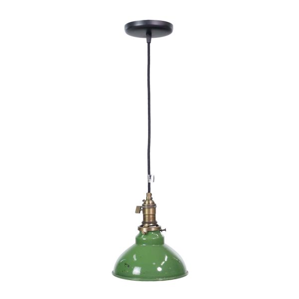 Down Lights - Industrial 7.5 in. Green Steel Shade Black Cord Pendant Light