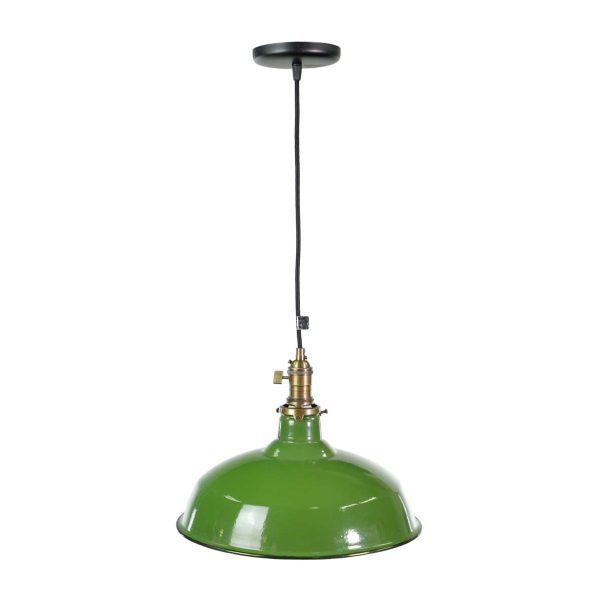 Down Lights - Industrial Green 14 in. Enameled Steel Shade Black Cord Pendant Light