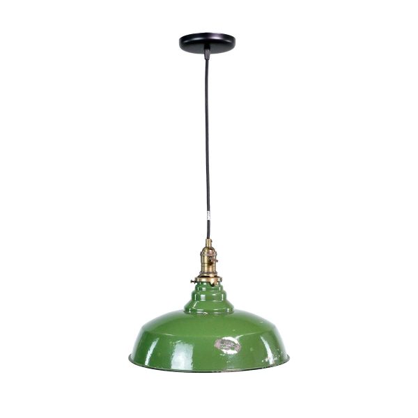 Down Lights - Vintage 13.875 in. Industrial Enameled Steel Green Pendant Light