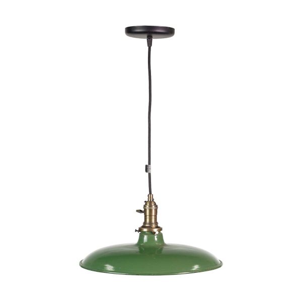 Down Lights - Vintage Industrial 14 in. Steel Green Black Cord Pendant Light