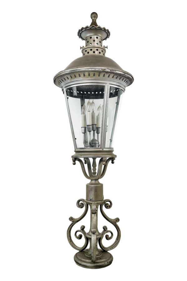 Exterior Lighting - Antique Exterior Scroll Aluminum Column Post 5 Arm Lantern Light