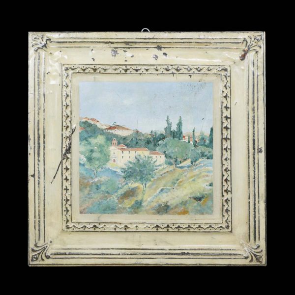 Hand Painted Panels - Hand Painted Acrylic Italy Countryside Tan Antique Tin Panel