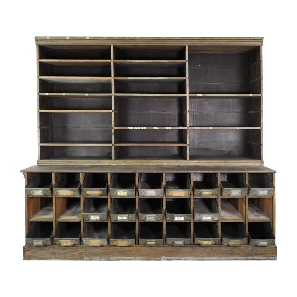 Industrial - Reclaimed Chestnut & Pine Metal Back Storage Commercial Display Unit