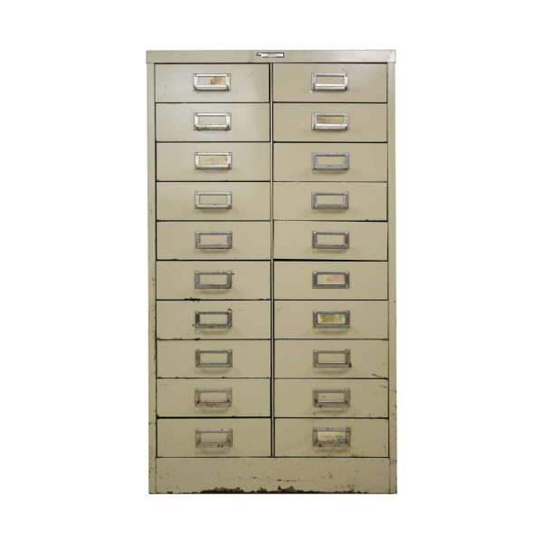 Office Furniture - Vintage Steelmaster 36 in. Tan Steel 20 Drawer Cabinet