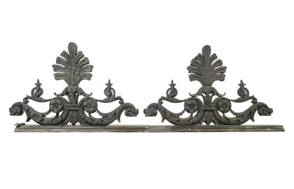 Pediments - Pair of Highly Ornate Verdigris Cast Bronze Architectural Pediments