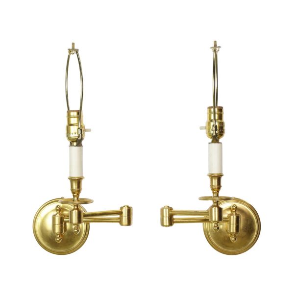 Sconces & Wall Lighting - Pair of Traditional Swing Arm Polished Brass Wall Sconces