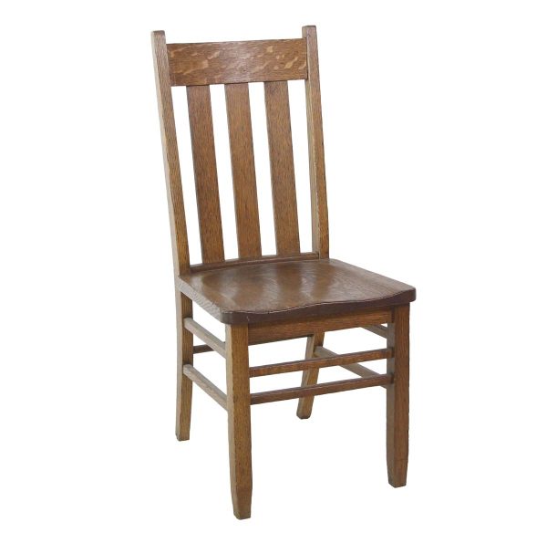 Seating - Vintage Mission Style Slatted Back Oak Wood Dining Chair