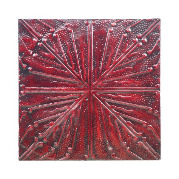 Tin Panels - Handcrafted Sun Burst Red Shellac Antique Tin Panel