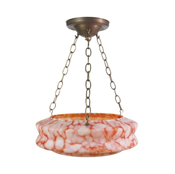 Up Lights - Contemporary Orange & White Glass Dish Pendant Light