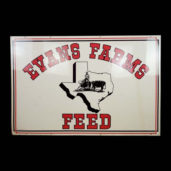 Vintage Signs - Reclaimed Texas Evans Farms Feed Aluminum Advertisement Sign