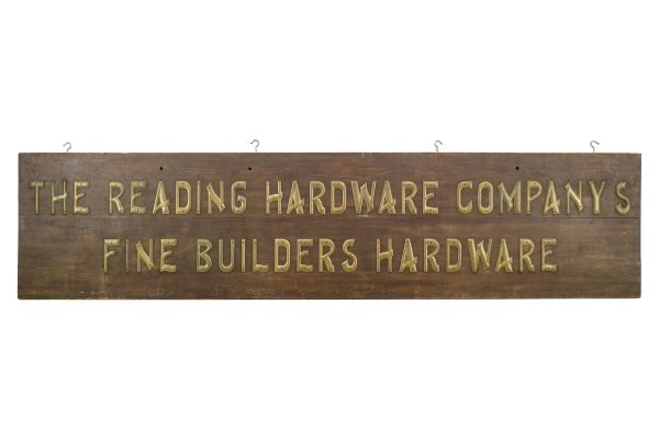 Vintage Signs - The Reading Hardware Company's Wood & Brass Wall Sign