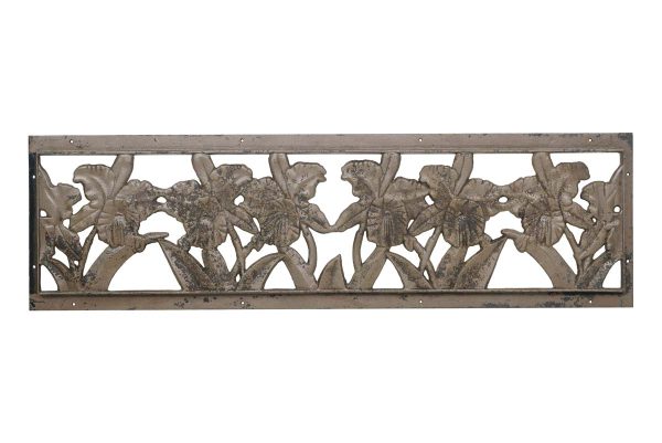 Decorative Metal - Reclaimed Cast Iron Lily Floral Design Cut Out Architectural Panel