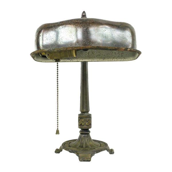 Desk Lamps - Restored Machine Age Cast Iron Bronze Wash Bankers Desk Lamp