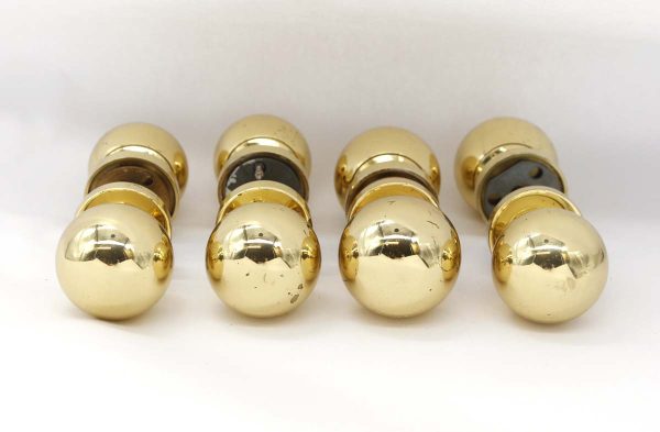 Door Knob Sets - Set of 4 Modern Polished Brass Ball Shaped Round Door Knob Sets