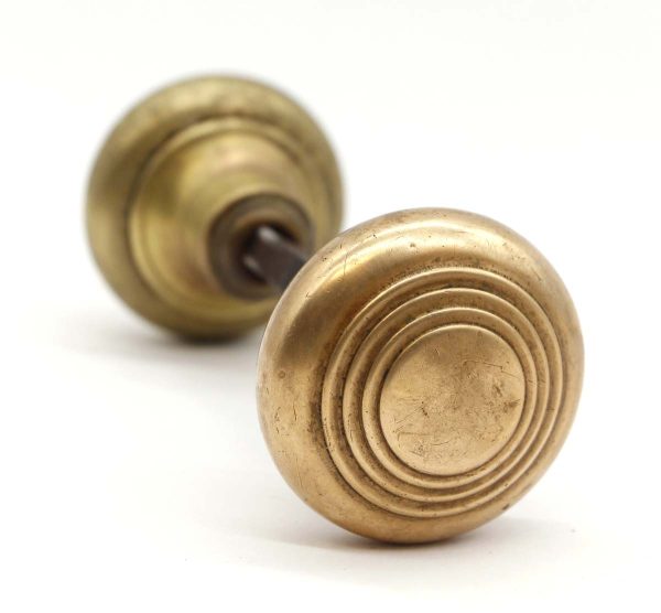 Door Knobs - Pair of Vintage Polished Brass Concentric Passage Door Knobs