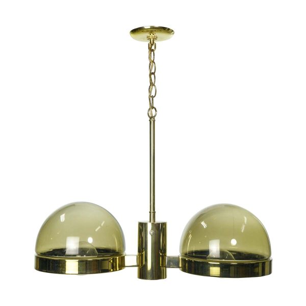 Down Lights - Mid Century Modern 3 Bulb Tinted Dome Glass Pendant Light