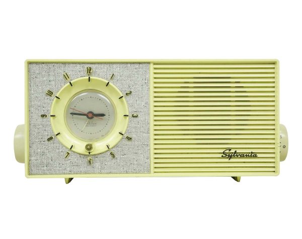 Electronics - 1960s Sylvania Model 2107 Yellow Plastic Alarm Clock Radio