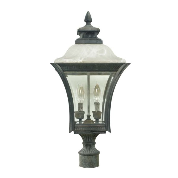 Exterior Lighting - Aluminum & Glass Alabaster Topper Lantern Exterior Light