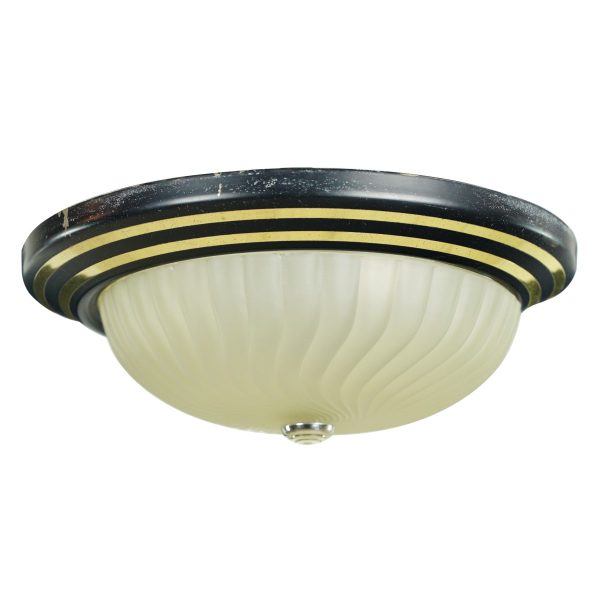 Flush & Semi Flush Mounts - Vintage 15.5 in. Black & Gold Frosted Glass Flush Mount Light