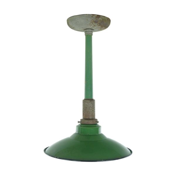 Industrial & Commercial - Reclaimed 12.5 in. Industrial Green Steel Factory Pendant Light