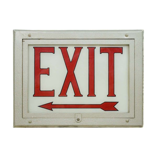 Industrial & Commercial - Reclaimed Recessed Steel & Glass Commercial Wall Exit Sign