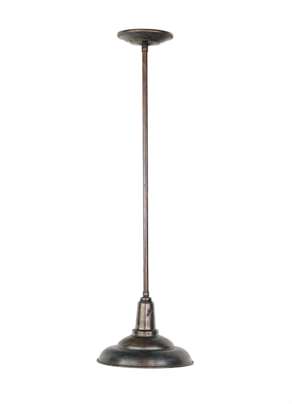 Industrial & Commercial - Vintage 9 in. Gun Metal Finish Steel Industrial Pole Pendant Light