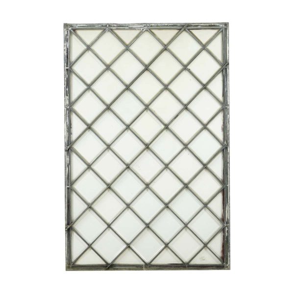 Leaded Glass - Antique Diamond Pattern Leaded Glass Steel Frame Window