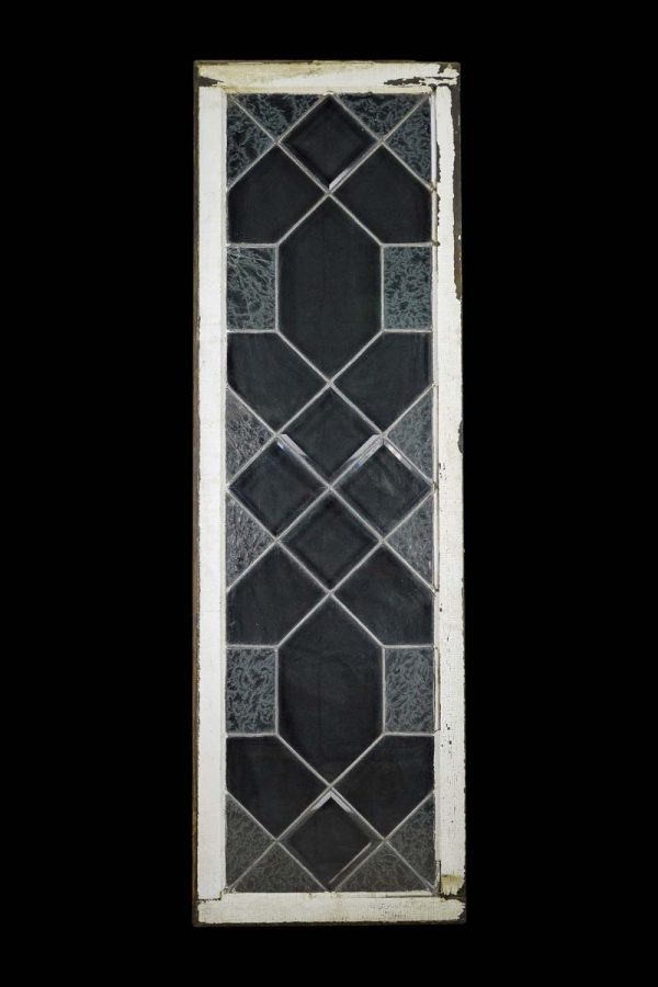 Leaded Glass - Antique Pine Framed Geometric Textured Leaded Glass Window