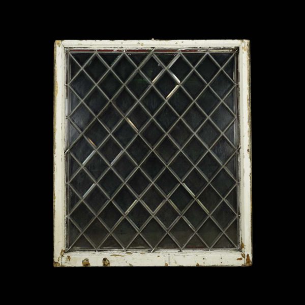 Leaded Glass - Reclaimed Pine Frame Diamond Pattern Leaded Glass Window