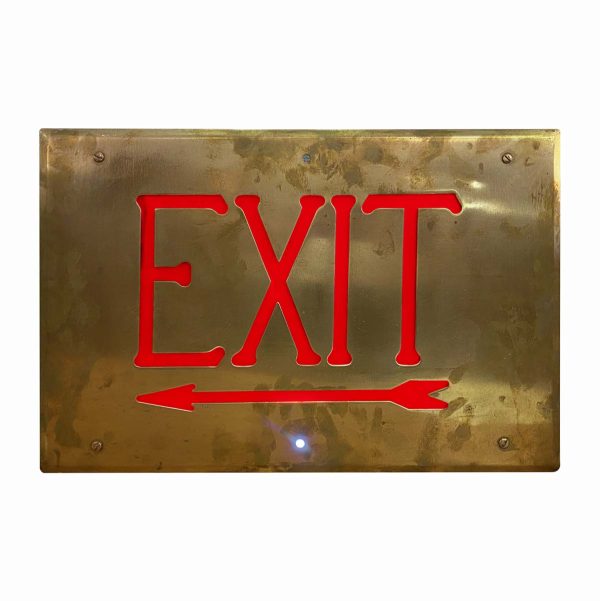 Lighting & Electrical Hardware - Antique Brass Beveled Border Exit Faceplate Sign