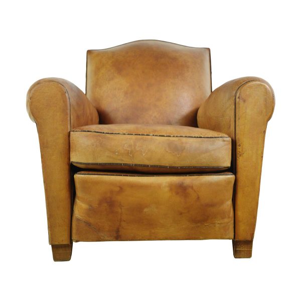 Living Room - European Moustache Back Steel Studded Tan Leather Club Chair